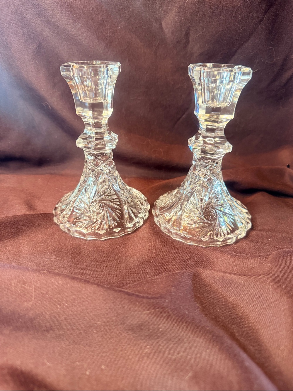 Set of 2 vintage lead Crystal candle holders
